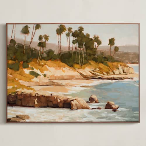 This is a golden art with standard by Rachel Nelson called sunlit shores
