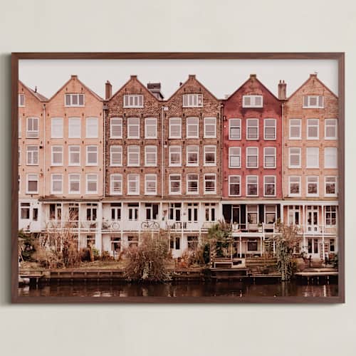 This is a taupe art with standard by Emanuela Carratoni called harmonious gables of amsterdam