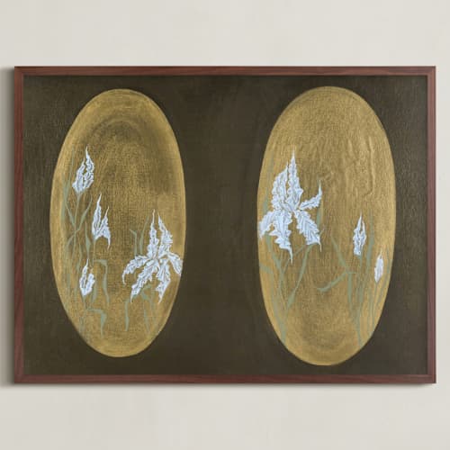 This is a golden art with standard by Gabriela Mifsud called no.13 iris