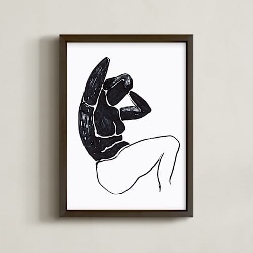 This is a black on white art with standard by Oana Prints called sitting nude