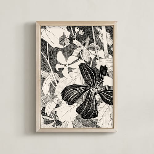 This is a graphite gray art with standard by Catilustre called campo de malvas 1
