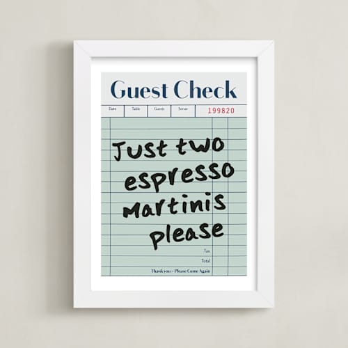 This is a teal photos to art with standard by Jennifer Lew called guest check: custom print