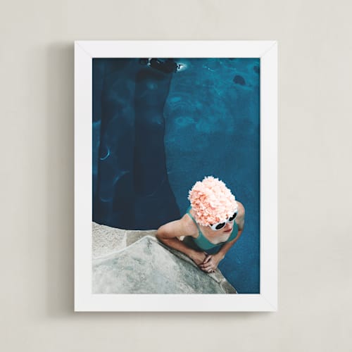 This is a rippling blue art with standard by Alicia Abla called lady in a swim cap