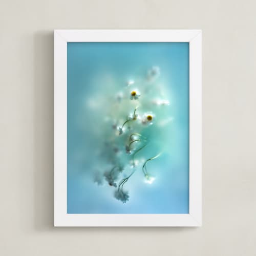 This is a capri blue art with standard by Aralyn Griesbach called daisies in aqua