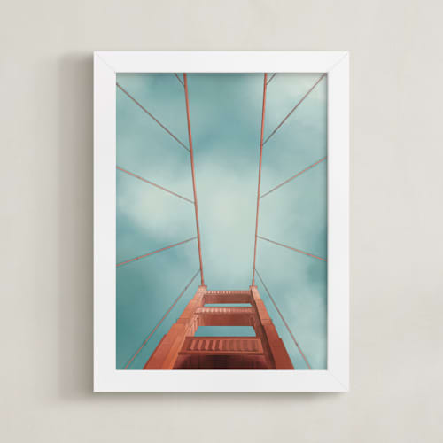 This is a slate blue art with standard by Lauren Cheng called san francisco golden gate bridge