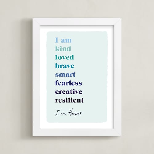 This is a winter personalized art for kids with standard by Nazia Hyder called positive affirmations