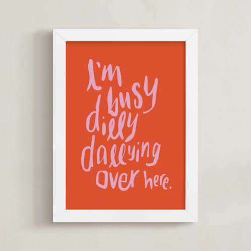 This is a tangerine kids wall art with standard by Inkblot Design called dillydally all day