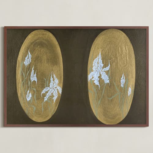 This is a golden art with standard by Gabriela Mifsud called no.13 iris