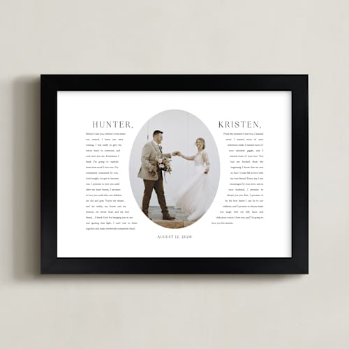 This is a white photo art with standard by Sarah Curry called framed photo: our vows
