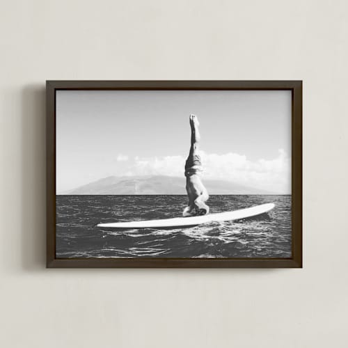 This is a slate grey art with standard by Amanda Phelps called island yogi