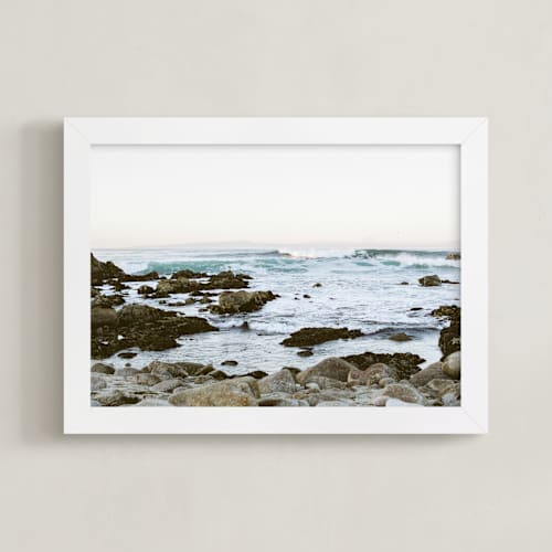 This is a aqua blue art with standard by Janel Galvez called rocky coast