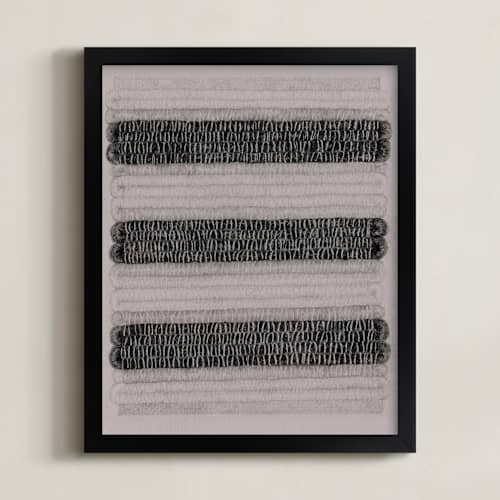 This is a gray wool art with standard by Janie Allen called woolen weaving 1