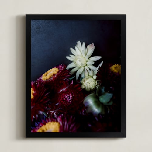 This is a dark denim art with standard by Katie Buckman called dark fall flowers