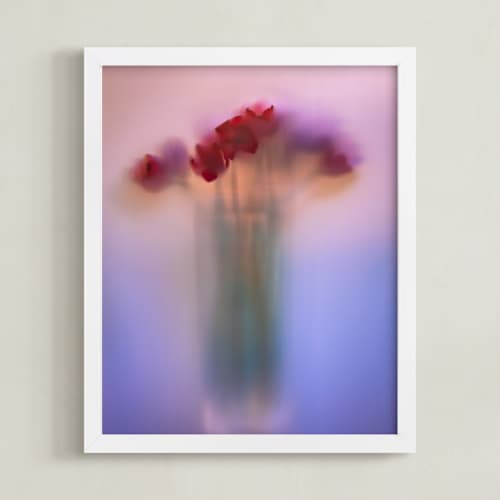 This is a viva magenta art with standard by Aralyn Griesbach called tulips in vase