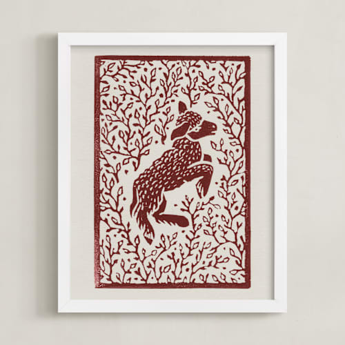 This is a rust art with standard by Ash Weaver called lamb linocut