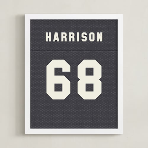 This is a navy blue personalized art for kids with standard by taylorVdesign called game day