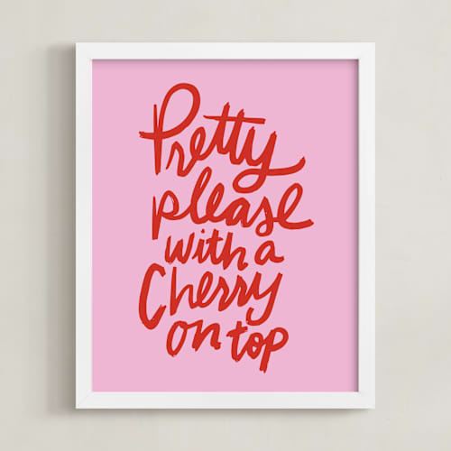 This is a bubble gum kids wall art with standard by Inkblot Design called cherry on top