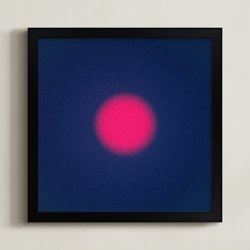 This is a blue and red art with standard by Arash Fattahi Acosta called sun in the dust. variations 1
