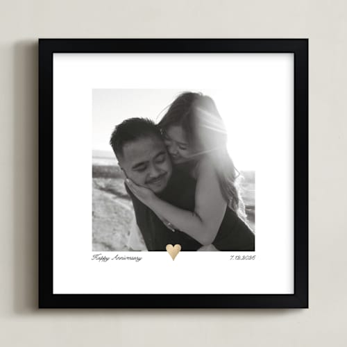 This is a gold foil stamped photo art with foil pressed by Laura Hamm called with a heart: square foil framed photo