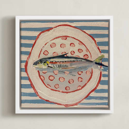 This is a french blue art with standard by Lisa Grizaniuk called fish trio 1
