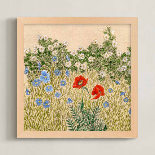 This is a poppy red art with standard by Janie Allen called late spring morning 1