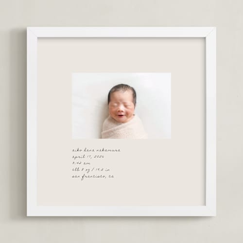 This is a cotton cream photo art with standard by Sierra Lee called framed photo: welcome, little one