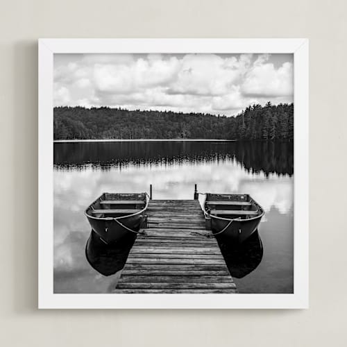 This is a white art with standard by Keely Norton Owendoff called row boats