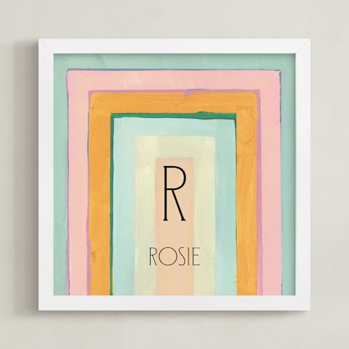 This is a mint personalized art for kids with standard by Lindsay Megahed called rainbow twist - custom