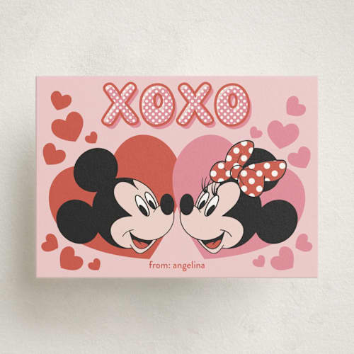 This is a sweet pink kids valentines day cards with standard by Emanuela Carratoni called xoxo printing on signature in standard