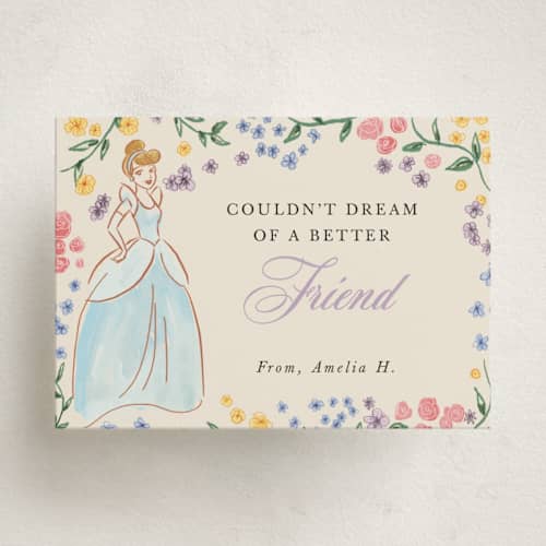 This is a buttercream kids valentines day cards with standard by Cass Loh called disney's cinderella friendship printing on signature in standard