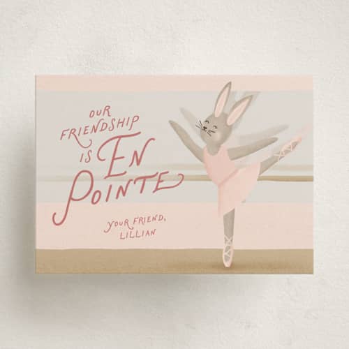 This is a blush kids valentines day cards with standard by Carolyn Kach called ballerina en pointe printing on signature in standard