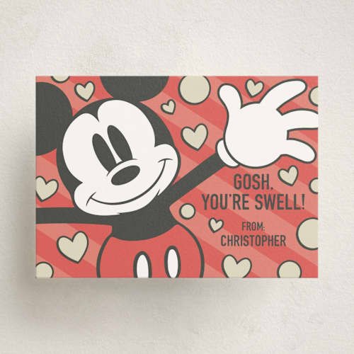This is a cherry kids valentines day cards with standard by Heather Schertzer called disney mickey mouse aw, gee! printing on signature in standard