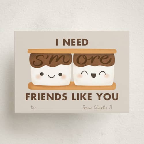 This is a smoke kids valentines day cards with standard by Itsy Belle Studio called s'more printing on signature in standard