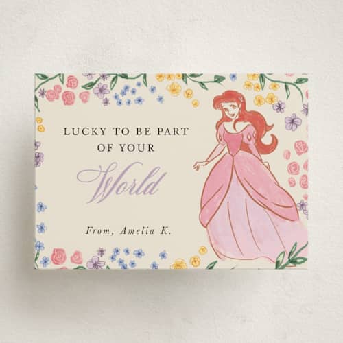 This is a buttercream kids valentines day cards with standard by Cass Loh called disney's ariel friendship printing on signature in standard