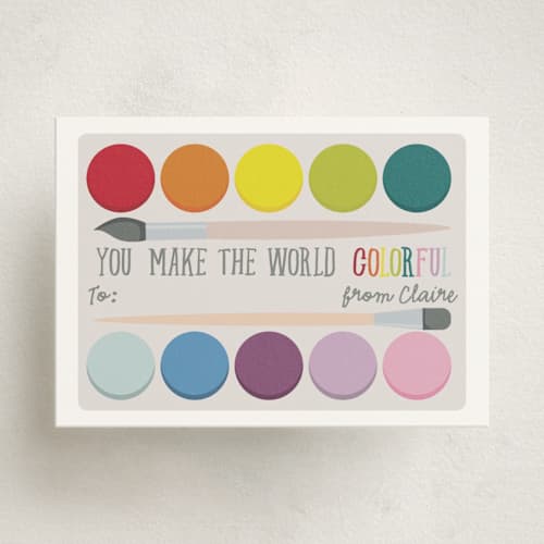 This is a gumdrops kids valentines day cards with standard by Hudson meet Rose called you make the world colorful printing on signature in standard