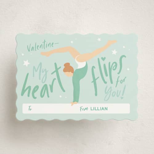 This is a mint kids valentines day cards with standard by Robin Ott called heart flips printing on signature in standard