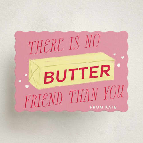 This is a flamingo kids valentines day cards with standard by Jackie Crawford called butter friend printing on signature in standard