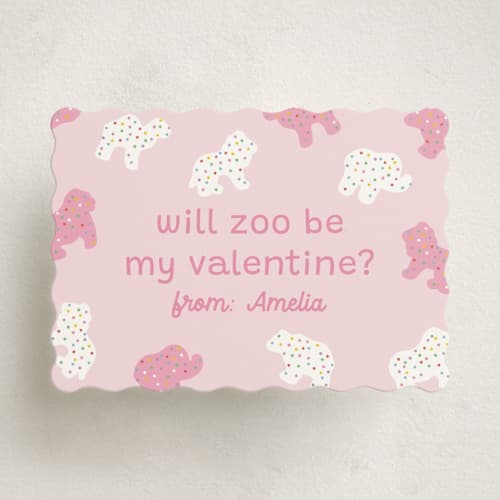 This is a strawberry kids valentines day cards with standard by Annie Holmquist called won't zoo be mine printing on signature in standard
