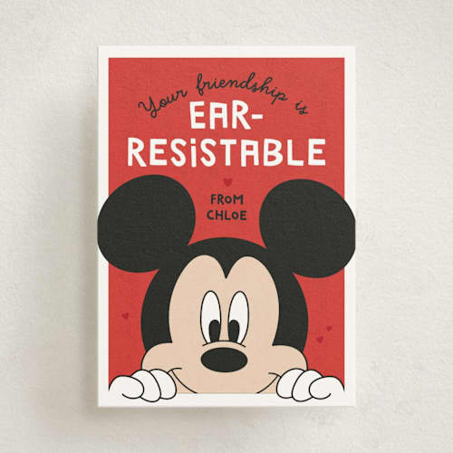 This is a cherry kids valentines day cards with standard by Erica Krystek called disney's mickey mouse earresistable printing on signature in standard