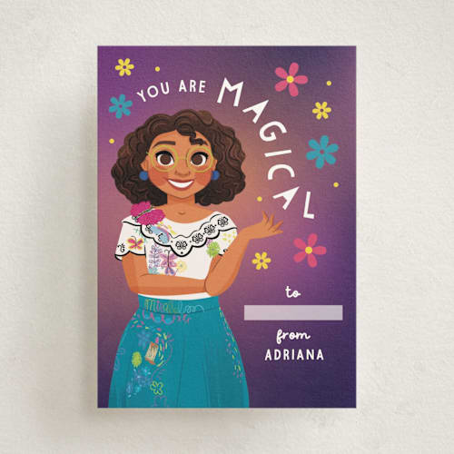 This is a pulpura kids valentines day cards with standard by Jen Banks called a magical friend printing on signature in standard