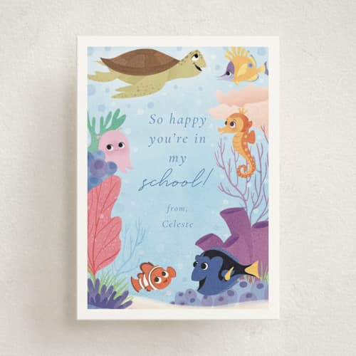 This is a sea kids valentines day cards with standard by Sabrin Deirani called disney and pixar's finding nemo part of my school printing on signature in standard