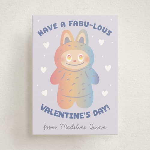 This is a secret kids valentines day cards with standard by Jennifer Lew called fabu-lous valentine printing on signature in standard