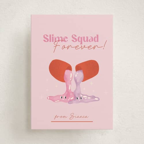 This is a peony kids valentines day cards with standard by Kartika Paramita called slime squad printing on signature in standard