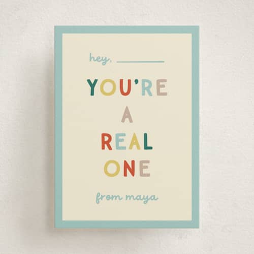 This is a sky kids valentines day cards with standard by Ellen Schlegelmilch called real one printing on signature in standard