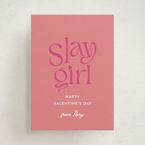 This is a candy kids valentines day cards with standard by Christine Taylor called slay girl printing on signature in standard