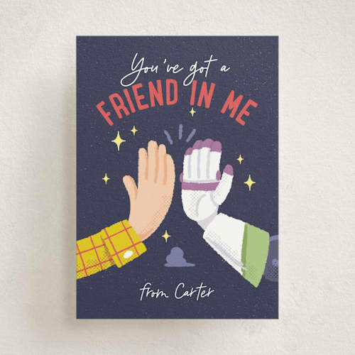 This is a intergalactic kids valentines day cards with standard by Leia Matt called disney and pixar toy story friendship story printing on signature in standard
