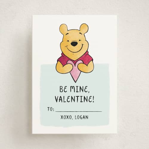 This is a sky kids valentines day cards with standard by christen strang called disney's love-ly pooh printing on signature in standard