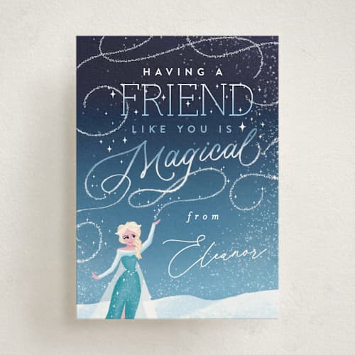 This is a north mountain kids valentines day cards with standard by Erin L. Wilson called disney's elsa magical friendship printing on signature in standard