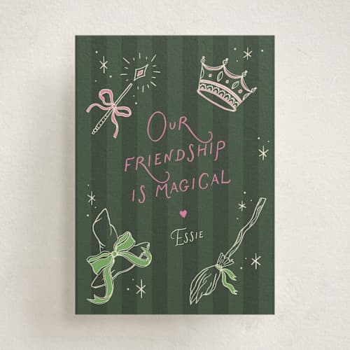 This is a emerald kids valentines day cards with standard by Pixel and Hank called magical friendship printing on signature in standard