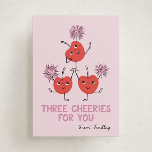 This is a pinky kids valentines day cards with standard by mo kelley called three cheeries printing on signature in standard
